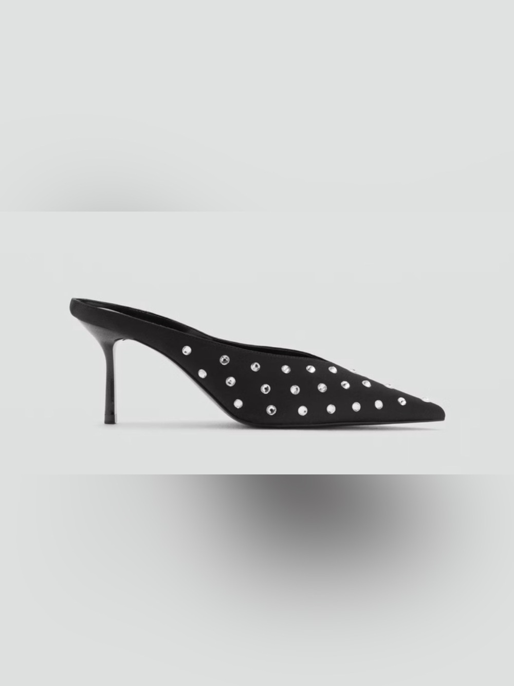 Mango Black Studded Pointed-Toe Mule